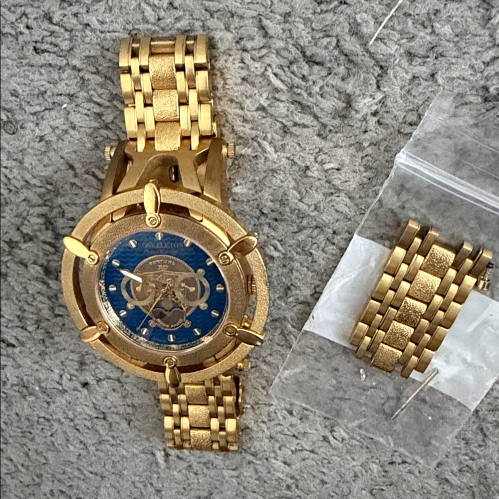 Xoskeleton Ocean Warrior Fortune Blue/Gold Watch LE #888 Men’s Watch For Repair - Picture 8 of 9